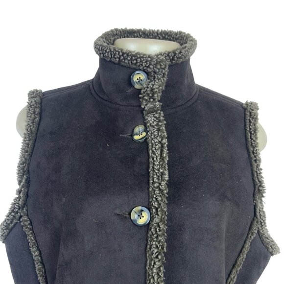 L.L. Bean Women's Gray Sherpa Lined & Sleeveless Button Front Vest Sz M - Picture 6 of 10